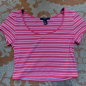 Forever 21 Cropped Striped Tee